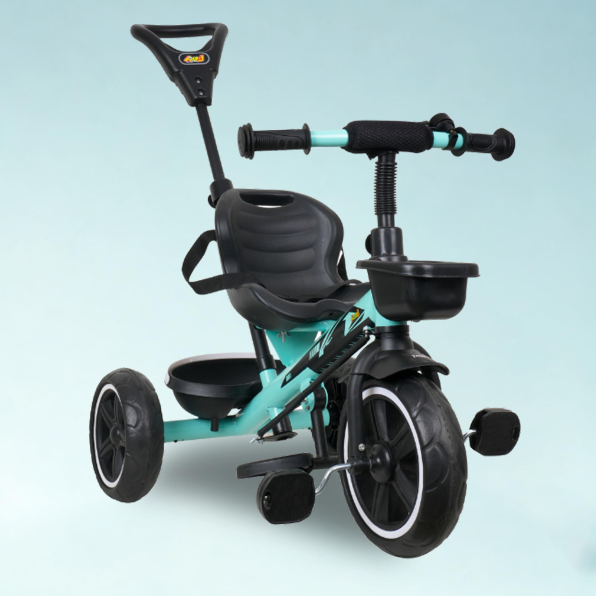 Luusa® TFT RX-500 Kids Tricycle with Parental Control, Seat and seat Belt for Age Group 2+ Years Carrying Capacity Upto 25-KGS Proudly Made in India (Lake-Blue)