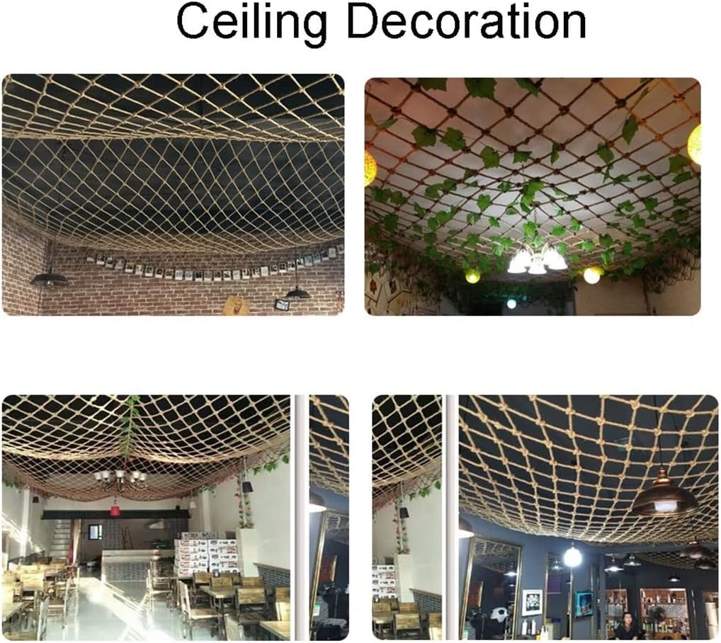 階段手すり天井装飾用バルコニーセーフティネット麻ロープネット太い10mm高性能カーゴ 麻クライミング ガーデンフェンス グリッドサイ