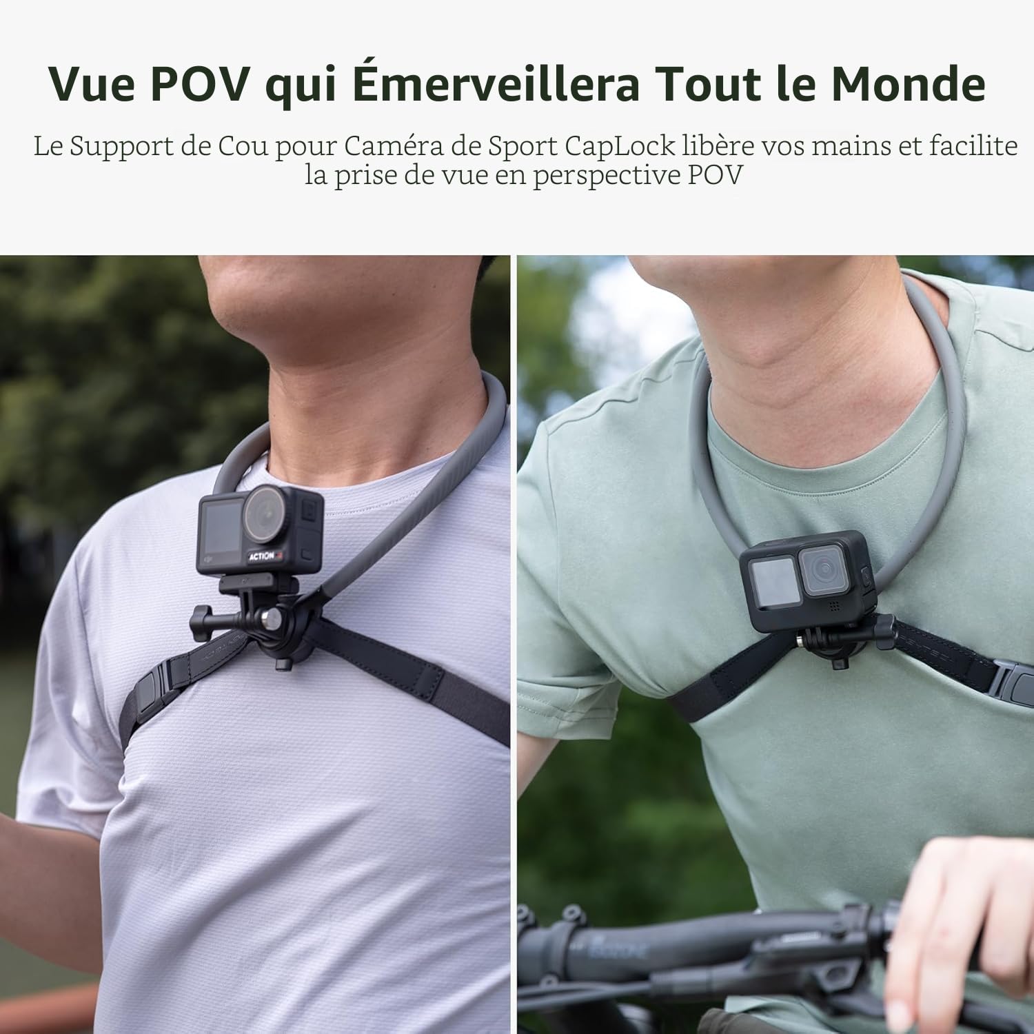 PGYTECH CapLock Support Cou POV, Harnais de Poitrine pour Caméra d'action | Collier Mains Libres avec Sangle Réglable, Compatible avec GoPro/DJI Osmo/Insta360 Vlogging, Système de Montage Rapide
