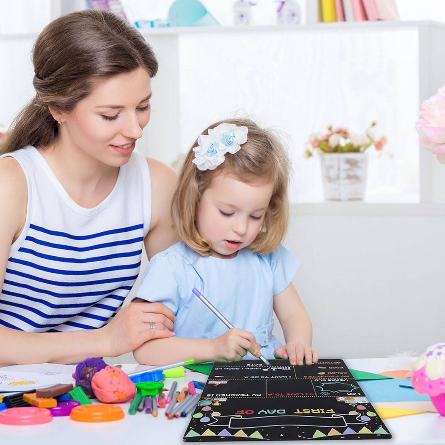 Kreidetafel-Schild Für Ersten & Letzten Schultag - Doppelseitig 30,5x25,4cm Für Kindergarten Bis Schule