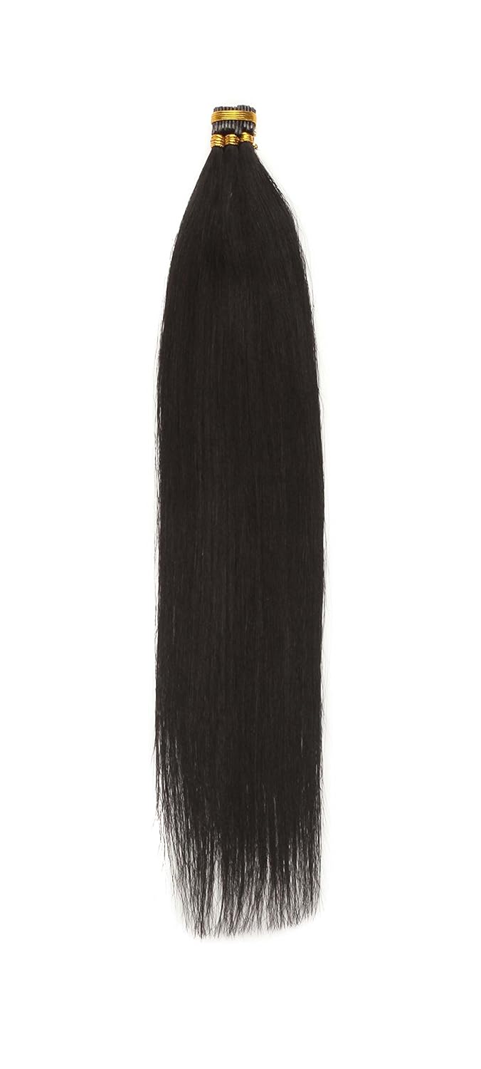 Xiaonibang Women's Hair Extensions Stick I Tip Gule Keratin Fushion Remy Human Hair 18inches More Colors 100s (01 Dark Black)