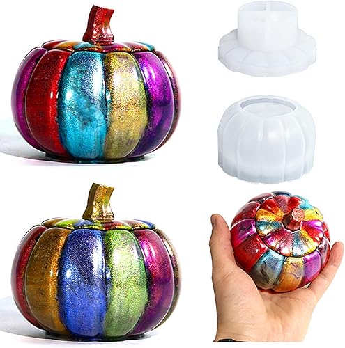 Molde de resina para tarro de calabaza, molde de tarro de resina, moldes de resina epoxi de Halloween, moldes de silicona de calabaza para resina,