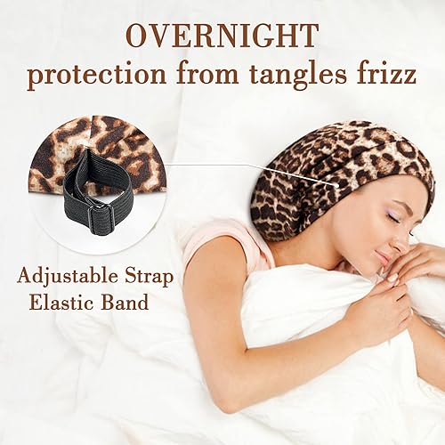 Miniatura 4 de LULUSILK Gorro de dormir 100% con forro de seda de morera para dormir, no más cabello encrespado y enredado, permanece toda la noche, envoltura de