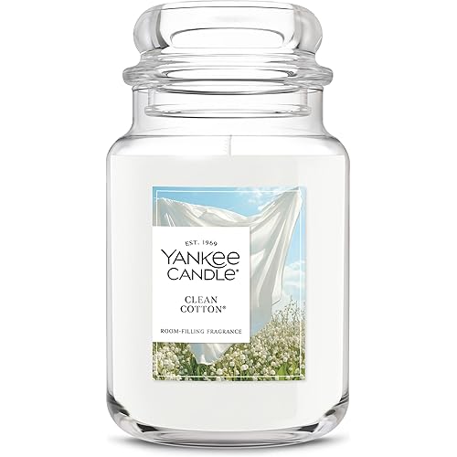 Yankee Candle Clean Cotton Scented Candle, 22oz Large Jar with up to 150 Hour Burn Time, Giftable, Birthdays
