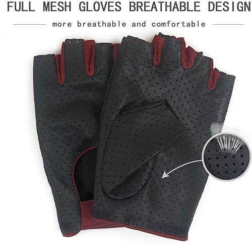 Miniatura 2 de ZLUXURQ Guantes de conducción de piel sin dedos suave y transpirable para mujer, piel de cordero prémium