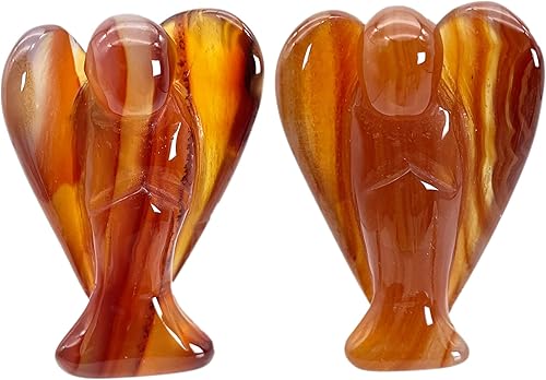2 estatuas de ángel guardián de cristal, tallados a mano, cristales curativos de bolsillo, figuras de piedra de bolsillo, decoración de 1.5