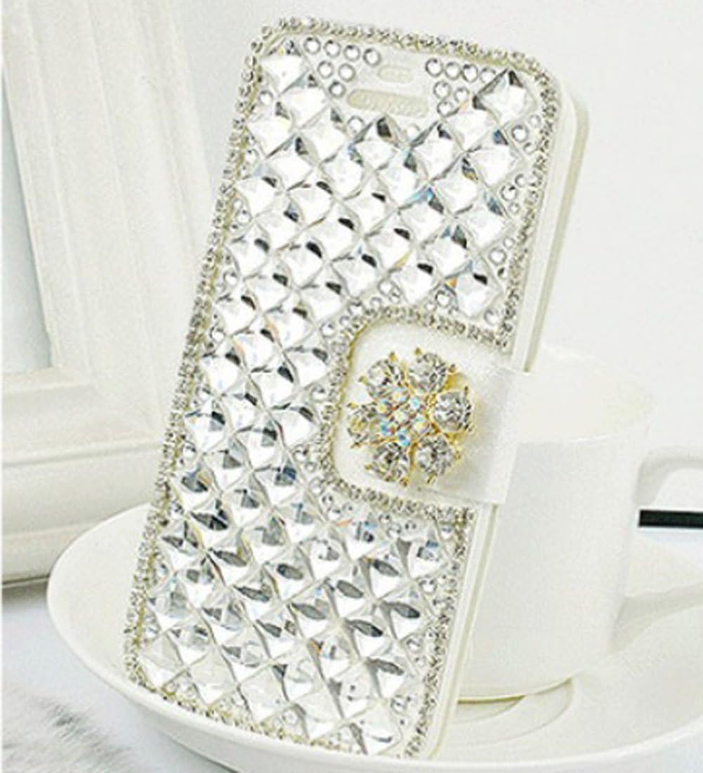 Green Fashion(TM) For Samsung Galaxy S5 I9600 Mobile Phone Case Lady Wallet case with Bling Diamonds Silk Card Holder & Magnetic Flip Horizontals