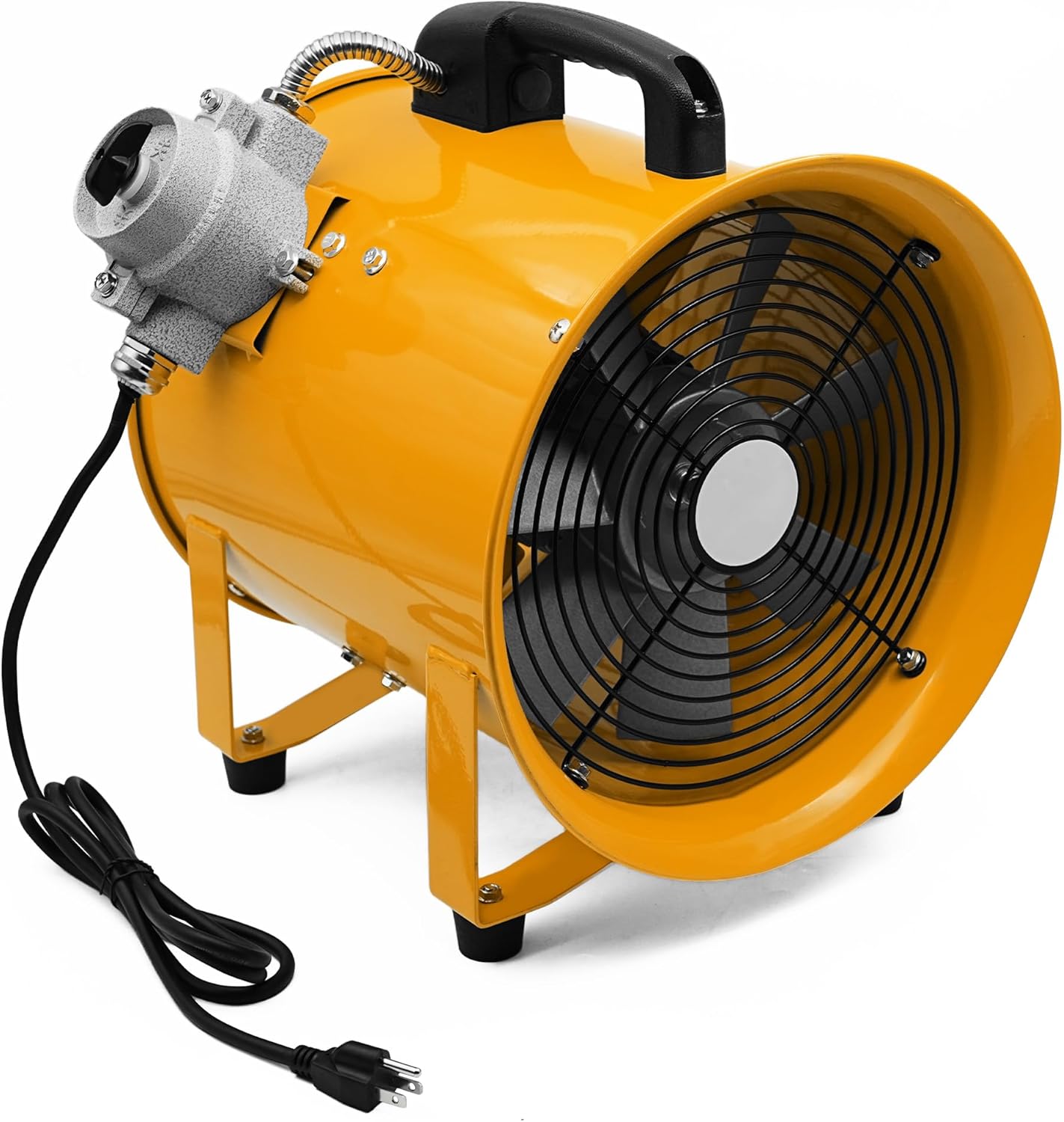 dreamdragon 8" High-Velocity Portable Utility Blower Fan, Industrial Exhaust Fan with 25ft Flexible Duct Hose, 3150 RPM Low-Noise Ventilator for Basements, Workshops, Warehouses, and Confined Spaces