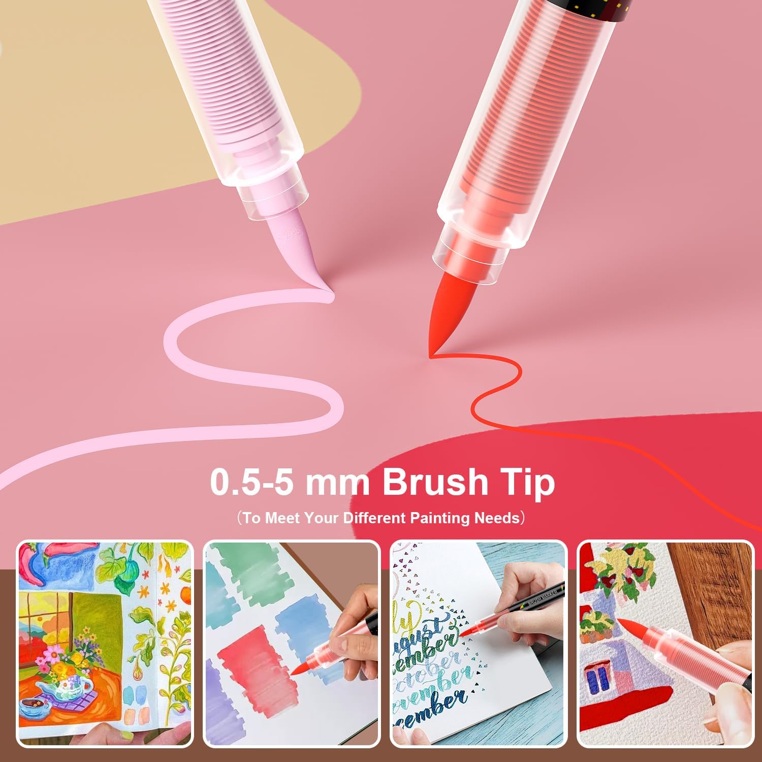 Sanyetral 36 Red Tones Colors Acrylic Paint Markers, Soft Brush Tip Paint Pens, Acrylic Pens for Wood, Stone, Canvas, Glass, Fabric, Egg & DIY Crafts Art Supplies (Red)