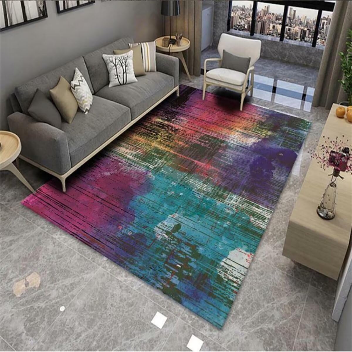 Tapis d'extérieur terrasse 200x260cm grand format et tapis rétro