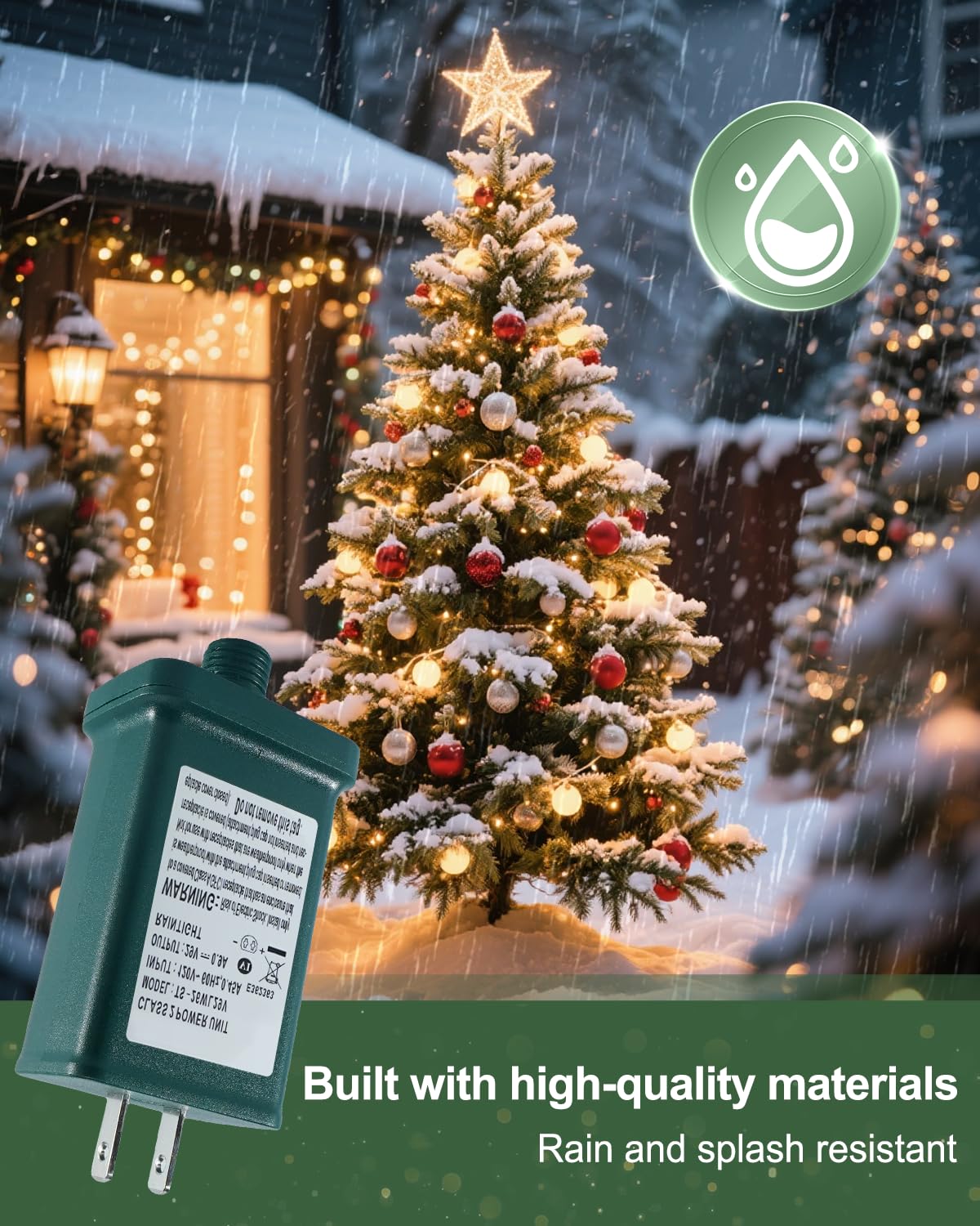 TS-26W29V Class 2 Power Supply Transformer, 29V 0.9A Adapter | for LED String and Christmas Tree Lights, Outdoor Holiday Lighting, IP44 Raintight, US Plug, 1/2 Inch Connector Pack of 1
