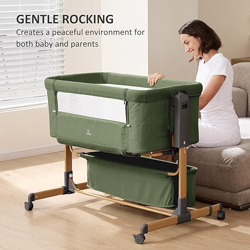 Miniatura 7 de Moisés 3 en 1, cuna mecedora, moisés de noche, 6 alturas ajustables, moisés de noche, moisés para bebé con colchón cómodo, malla transpirable, cesta