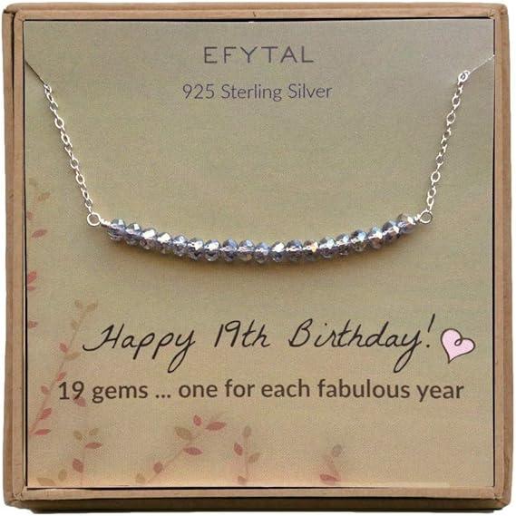 Amazon Co Jp Efytal 19歳の誕生日ギフト レディース ガールズ スターリングシルバーネックレス 19個のビーズ 19歳の女の子向け ジュエリーギフトアイデア ジュエリー