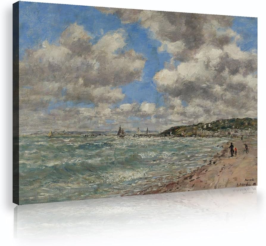 Amazon.co.jp: キャンバスプリント ドーヴィルの海岸 1896 ウジェーヌ