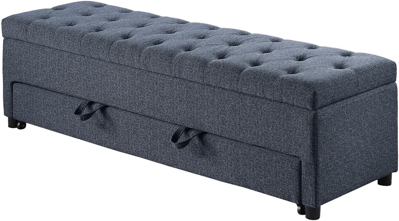 Mlmh & Kngwa 60" W End of Bed Storage Bench King Size Bedroom Bench Large Ottoman Upholstered Benches Window Seat for Living Room Entryway, Beige