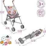 509 Crew 21-Piece Dolls Playset, Stroll n Play & Care, Combo Playset: Doll's Pram, Doll's Travel Bed, Doll's Highchair Set, from 3 Years (Melange Grey)