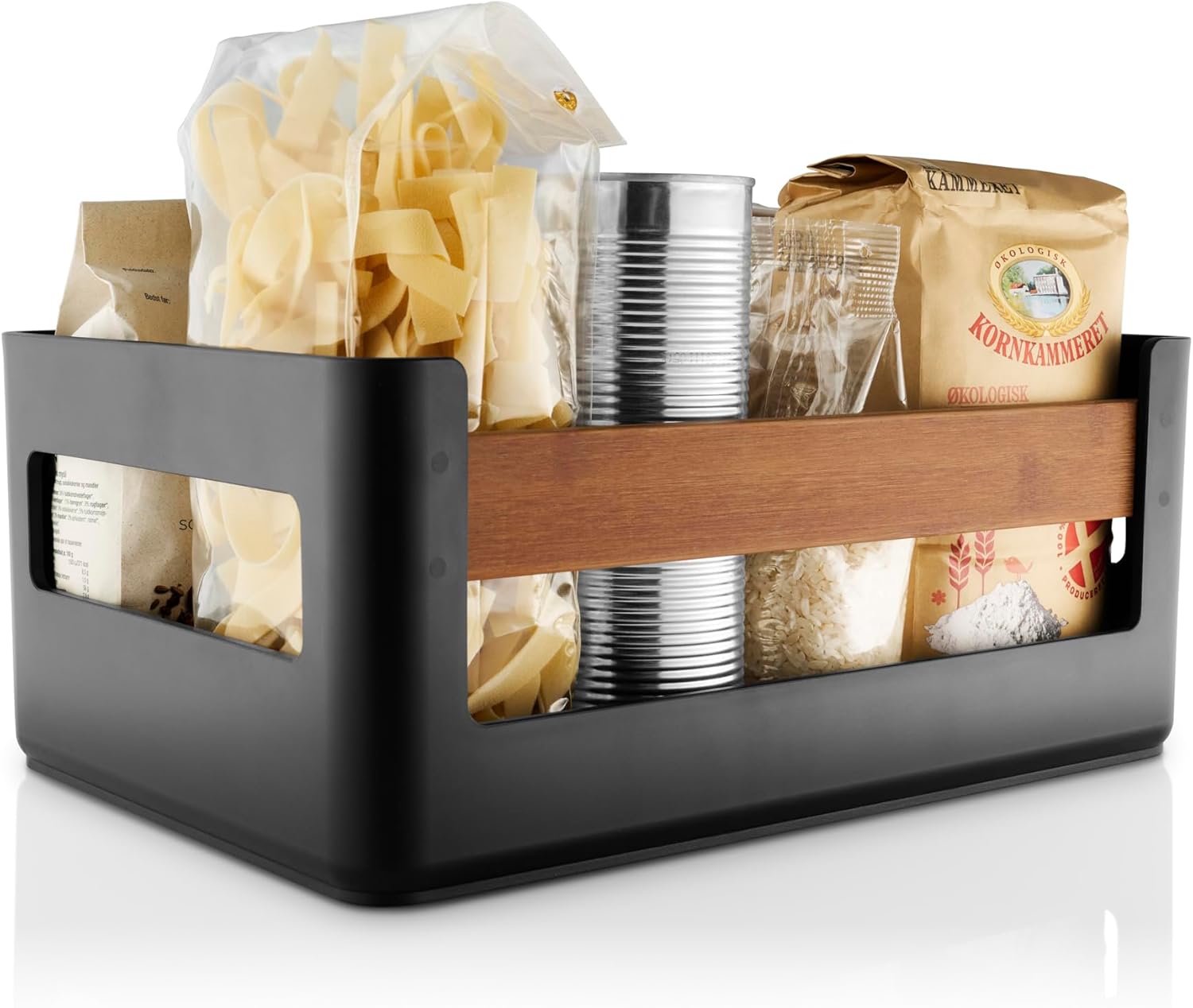 Eva Solo Nordic Kitchen Pantry Crate, Carbonized Bamboo and Plastic, Black, 14.82x10.53x6.24 Inches, 2.2 Pounds, Large