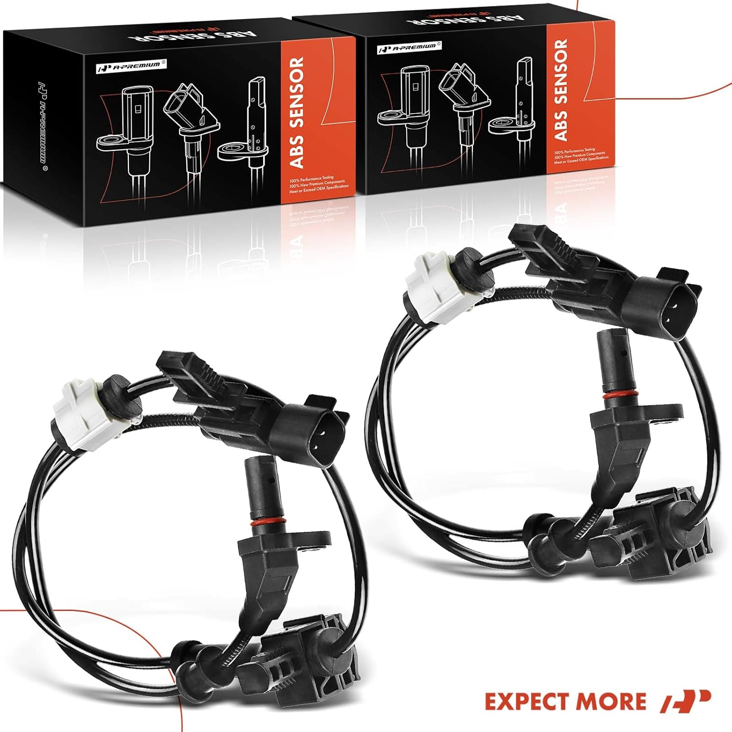 A-Premium ABS Wheel Speed Sensor Compatible with Chevy & GMC Models - Silverado 2500 HD 2011-2020, Sierra 2500 HD 2011/2015-2020 - Front Driver and Passenger Side, (2-PC Set), Replace# 20872161