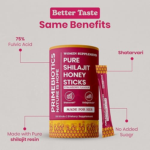 Miniatura 6 de Shilajit para mujer  Palitos de miel con shatavari, azafrán y miel cruda  75% ácido fúlvico y más de 84 minerales traza  Apoya el equilibrio