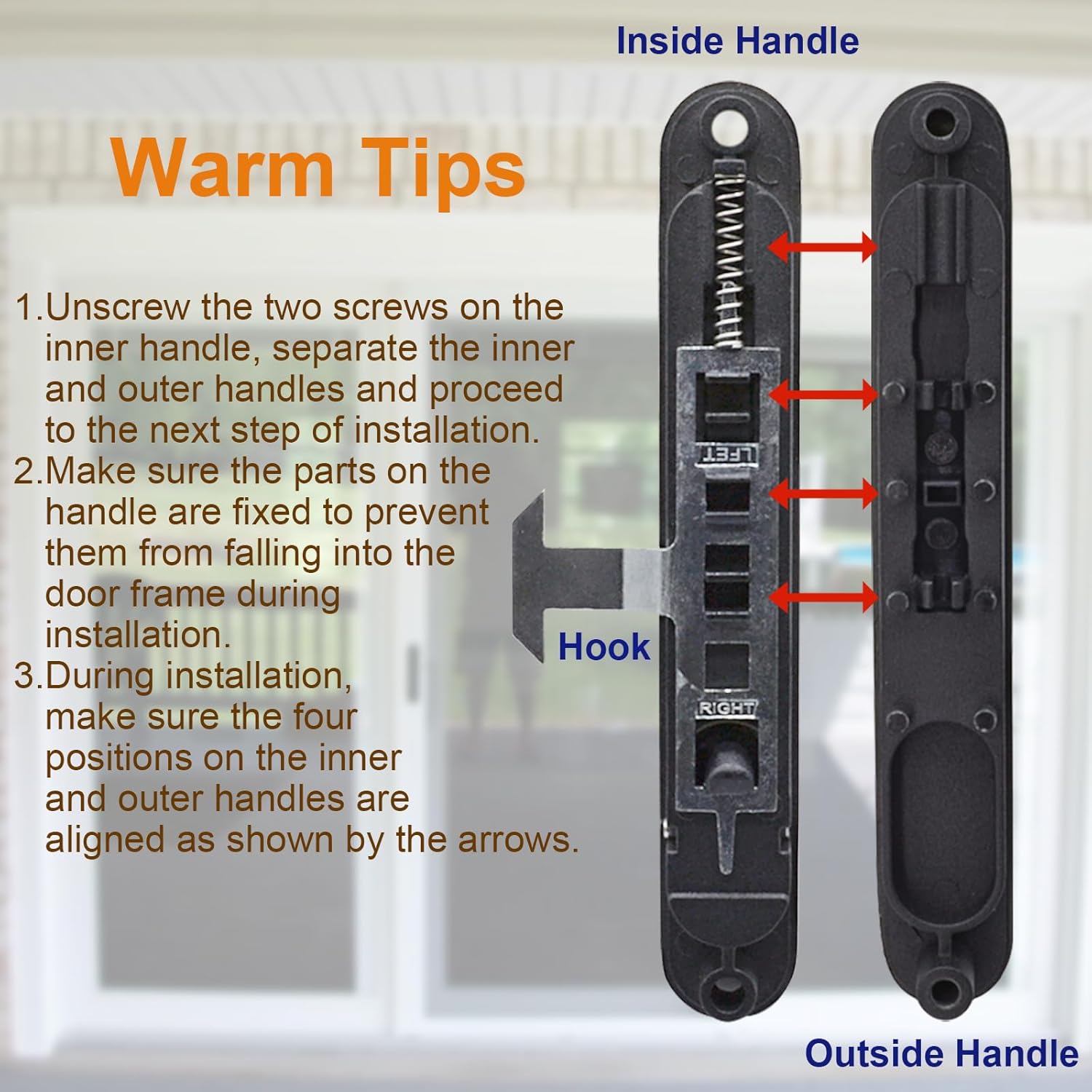 Sliding Screen Door Handle & Latch with Keeper, Fits Doors Thicknesses Ranging from 15/16" to 1-1/8", and mounting Holes 5-1/8" on Center (Black)