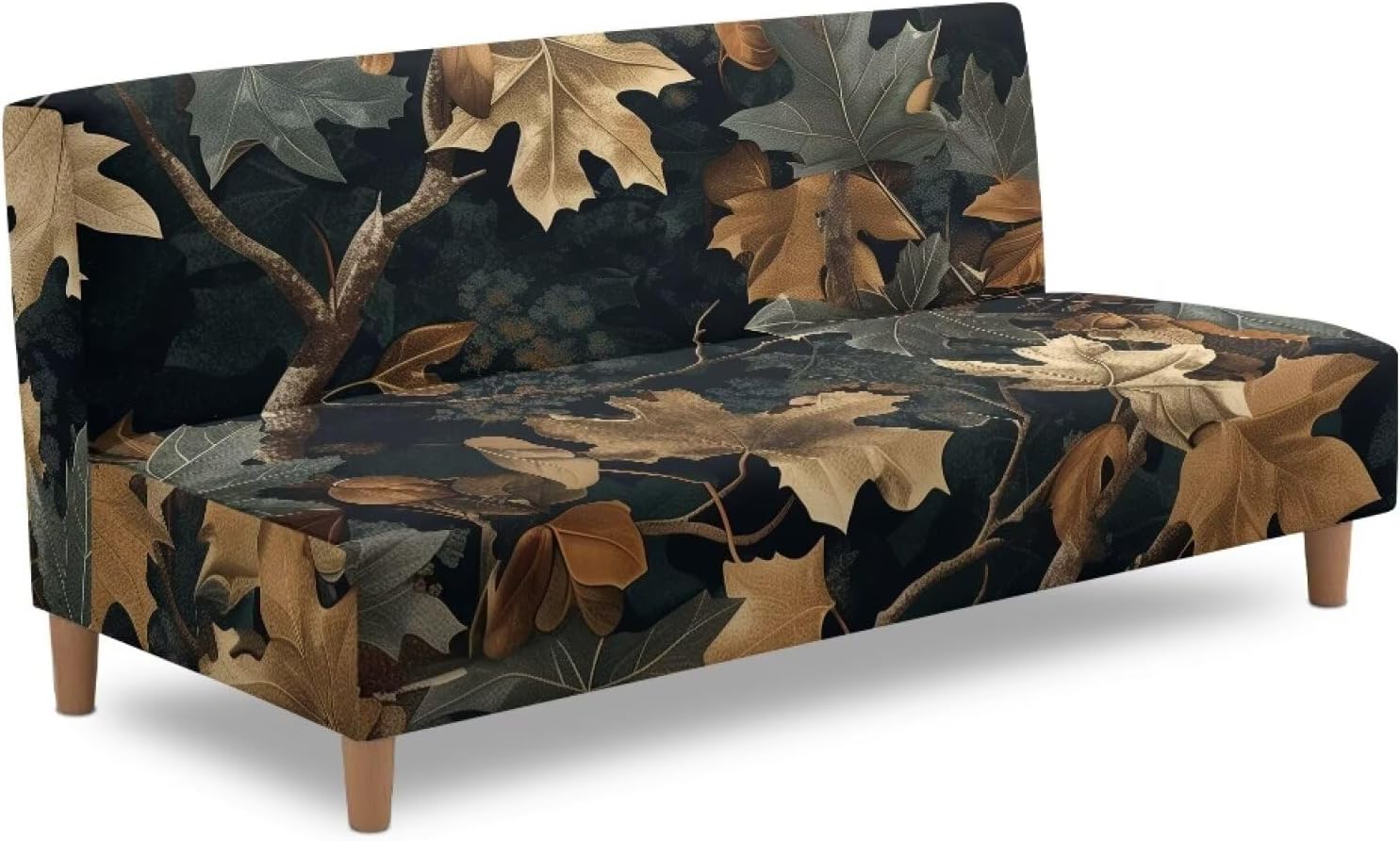 Camo Hunting Forest Futon Couch Cover Slipcover Soft Sofa Slip Cover Without Armrest Stretchable Futon Sofa Slipcover Armless Furniture Decor
