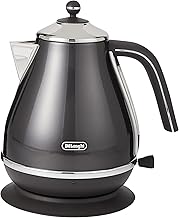 De'Longhi Icona Capitals Grey Vintage Style Kettle, 1.7 L Capacity with Water Level Indicator, 360 Swivel Base, Anti-Slip Feet, Soft Opening Lid, Premium Stainless Steel, KBOT3001.GY