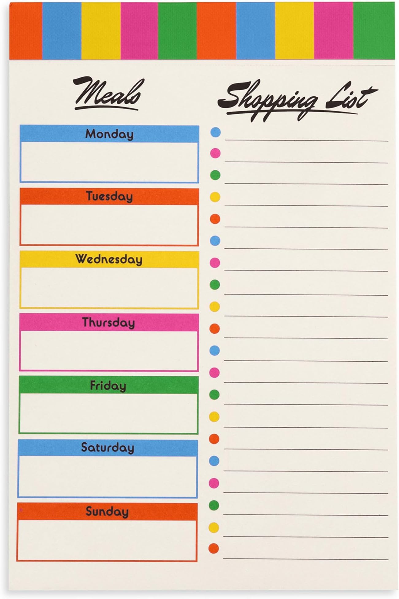 Weekly Meal Planner with Shopping List, 52 Page Wellness Food Journal, Magnetic Grocery List Notepad for Food Prep, Colorblock