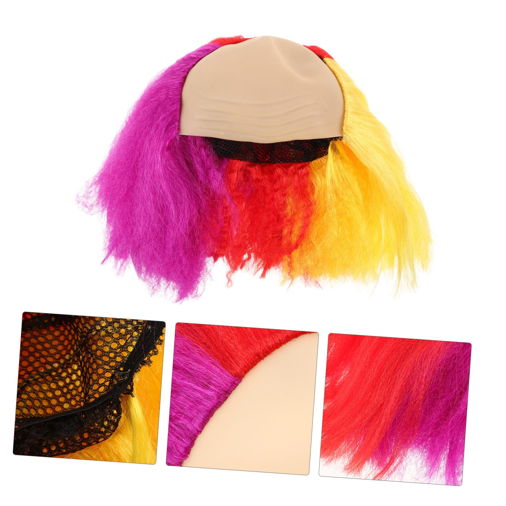 Bunte Clown Perücke für Frauen Leichte und Flauschige Faschingsperücke für Halloween Karneval Dj Partys Kostümspiele und Bühnenauftritte