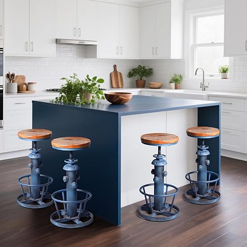 Miniatura 3 de Topower Taburete de bar de cocina de diseño hidrante de fuego retro vintage de estilo industrial deca steampunk envejecido, fondo redondo, altura