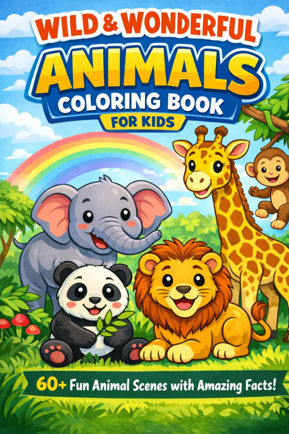 Wild & Wonderful Animals Coloring Book for Kids: 60+ Fun Animal Scenes with Amazing Facts to Inspire Creativity and Learning