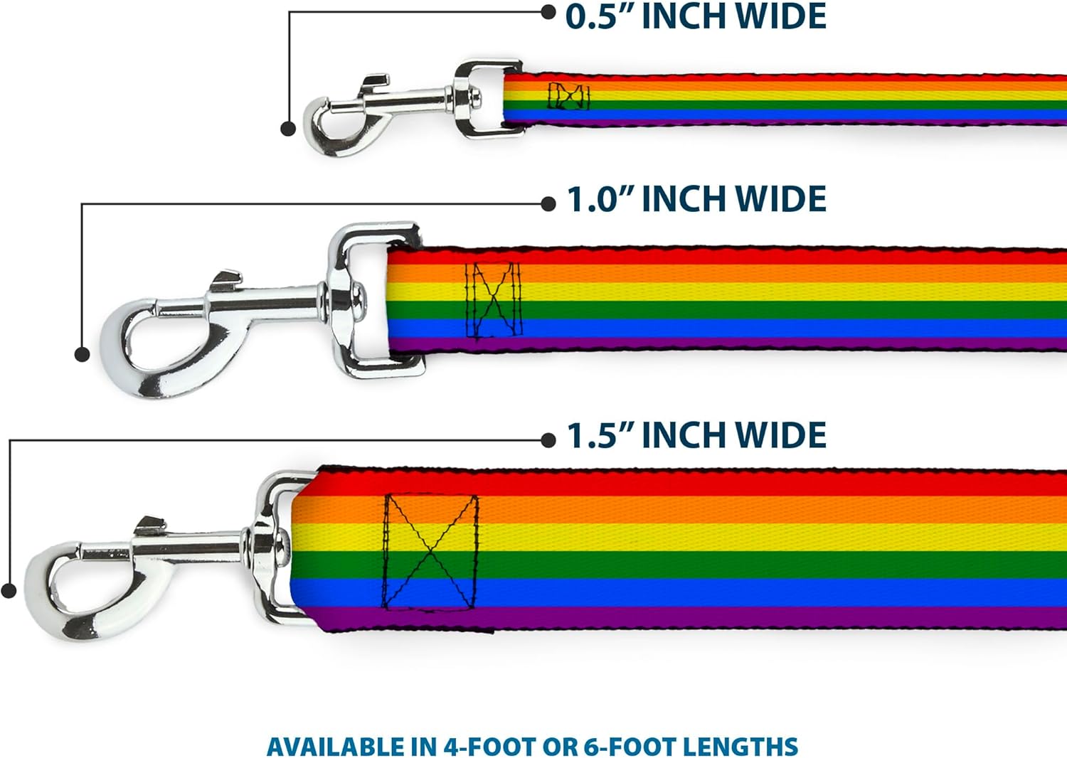 Dog Leash Flag Pride Rainbow 6 Feet Long 1.0 Inch Wide
