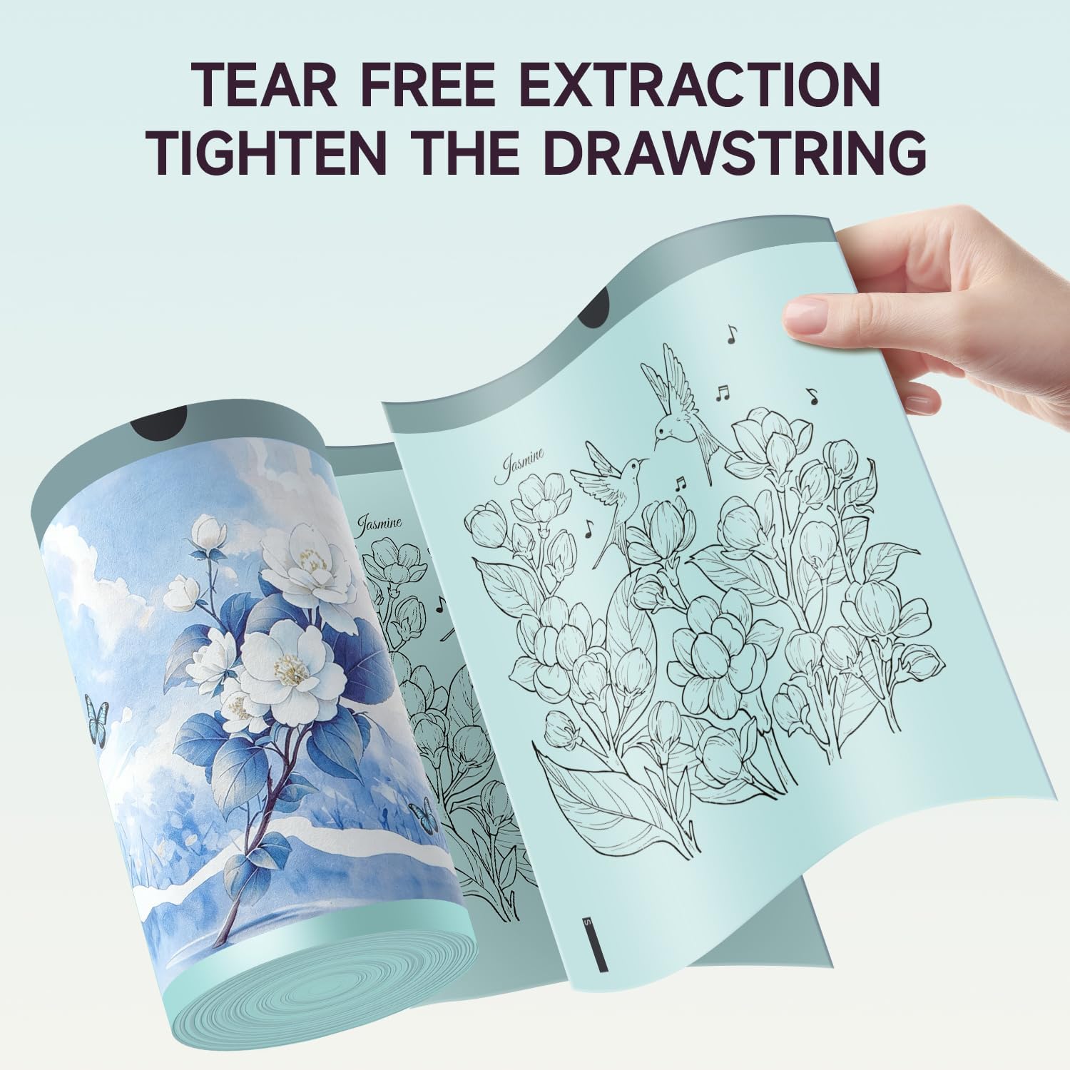 Floral Scent Collection Garbage Bags(Lavender,Jasmine,Rose,Lily of the valley) Trash Bags 4 gallon Drawstring For Bathroom,Office,Bedroom,Car,Flower Printing,Pack of 4(200 Counts)