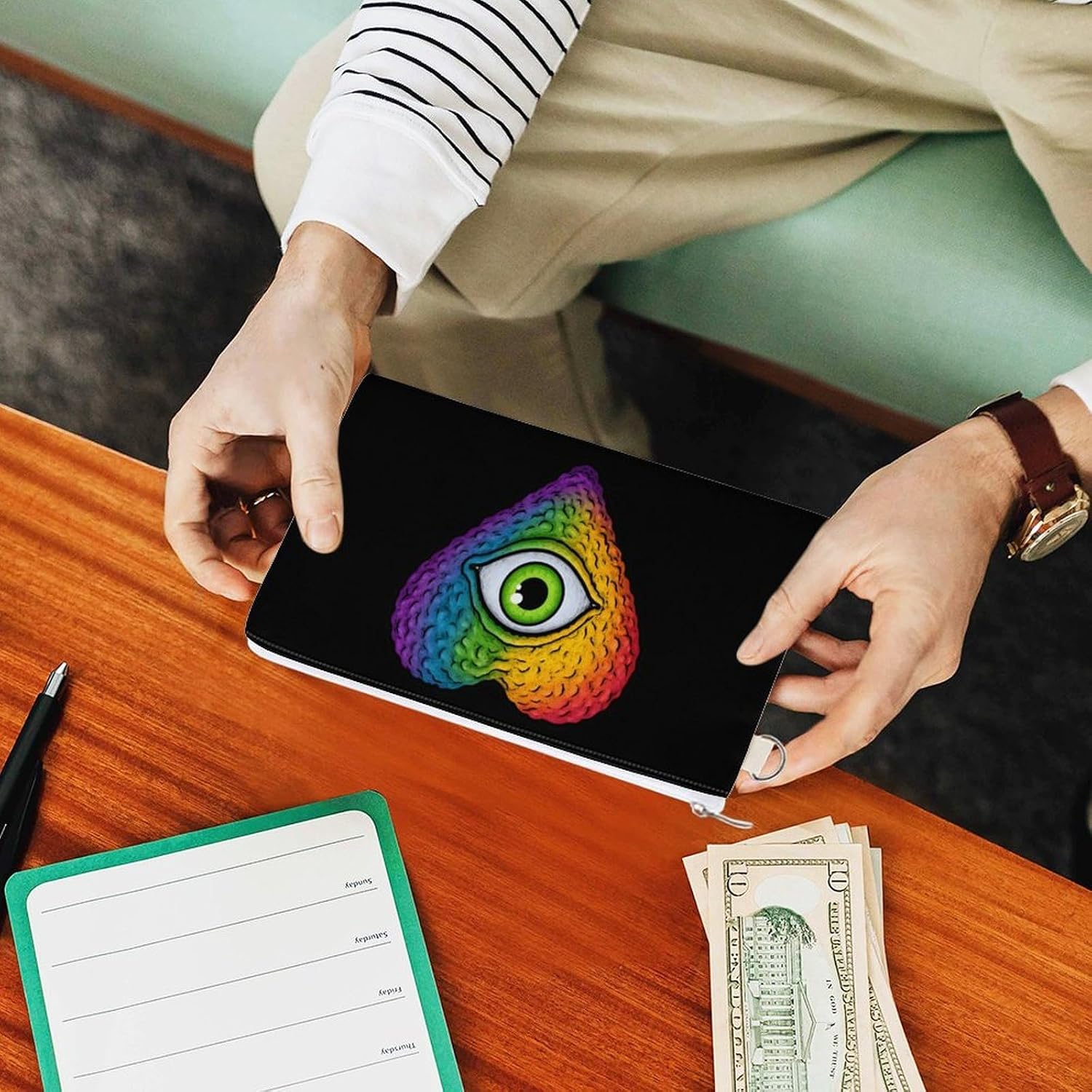 Rainbow Heart All-Seeing Eye Coin Purse Change Purse Pouch Wallet
