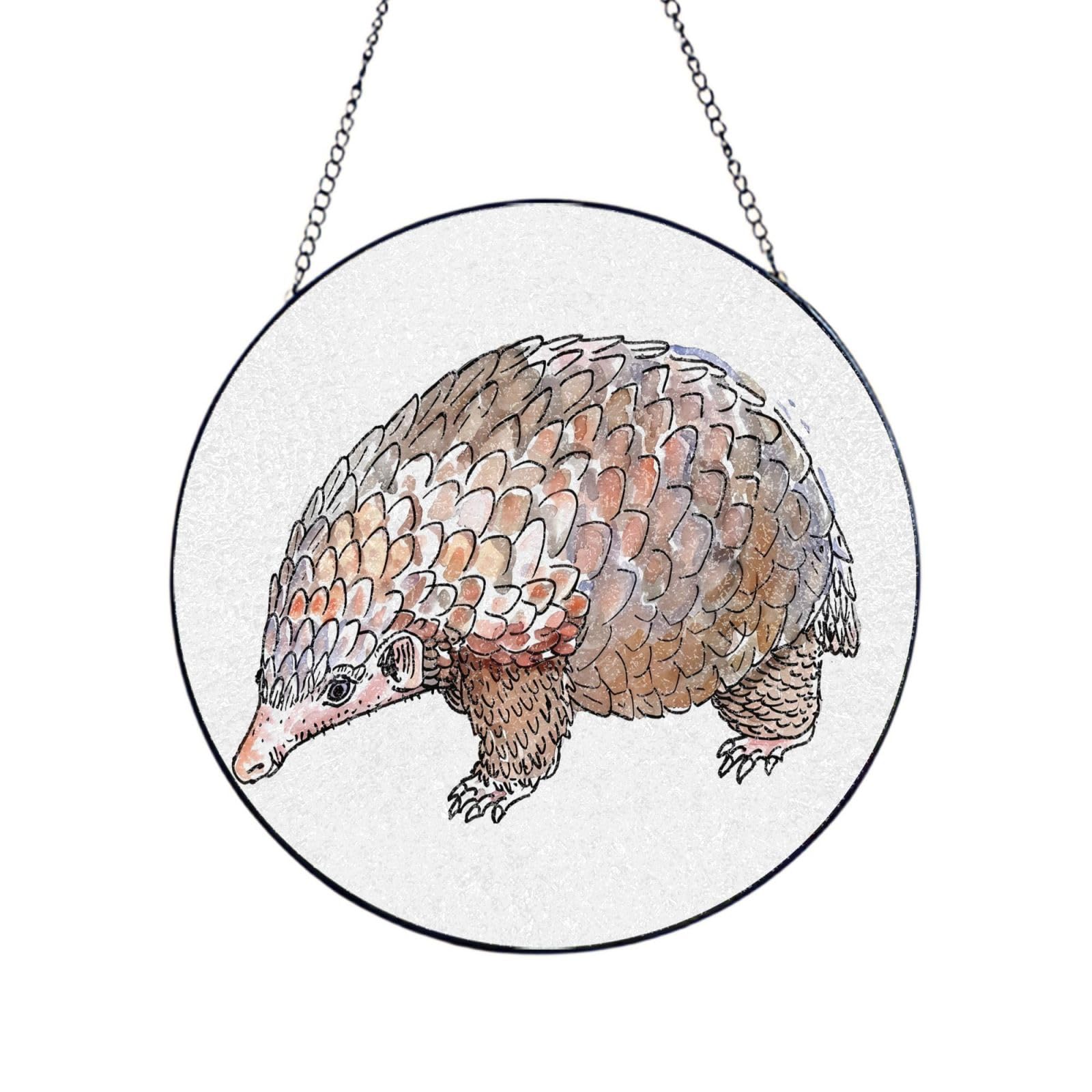 Phayah Sketchy Pangolin Print Stained Glass Window Hanging Sun Catchers Decoration Mother'S Day Birthday Gifts For Home Garden Porch 8in（20cm）