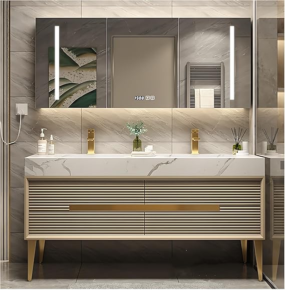 Amazon.com: ZGNBSD Double Sink Bathroom Vanity - Bathroom Vanity with Sink Include Smart LED ...