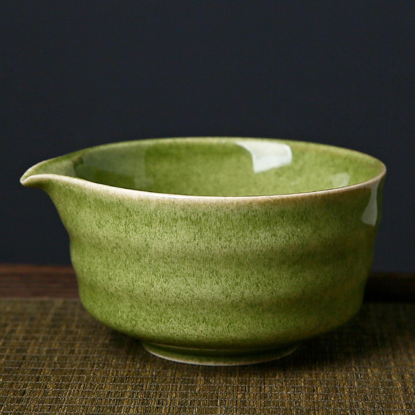 Fenteer Matcha-Schale aus, handgefertigt, 450 ml, zum Aufschlagen von Matcha, japanische Teetasse, traditionelle Teeschale aus Porzellan, Geschenk für, Dunkelgrün
