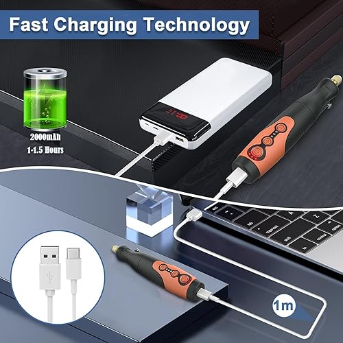 Miniatura 5 de Vastar Mini herramienta rotativa inalámbrica de 2000 MAH, kit de herramientas rotativas de carga tipo C con 51 accesorios, herramienta giratoria