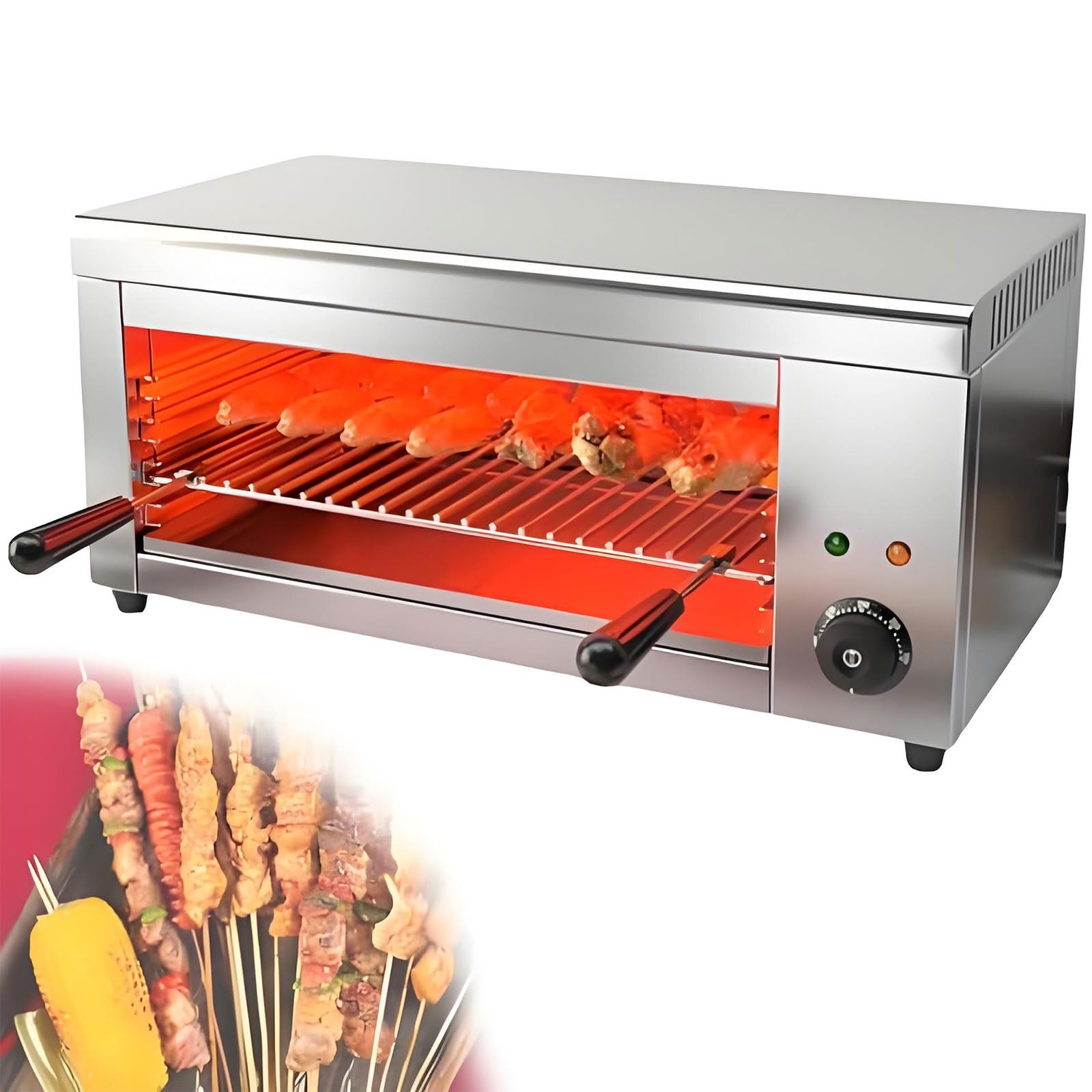 Asador Salamandra, Tostador EléCtrico De Queso Fundido De 2000 W, Asador Comercial, Parrilla Salamandra De 50-300 ℃ Con Bandeja Recogemigas ExtraíBle Para Pizza, Parrilla, Filetes, SáNdwiches