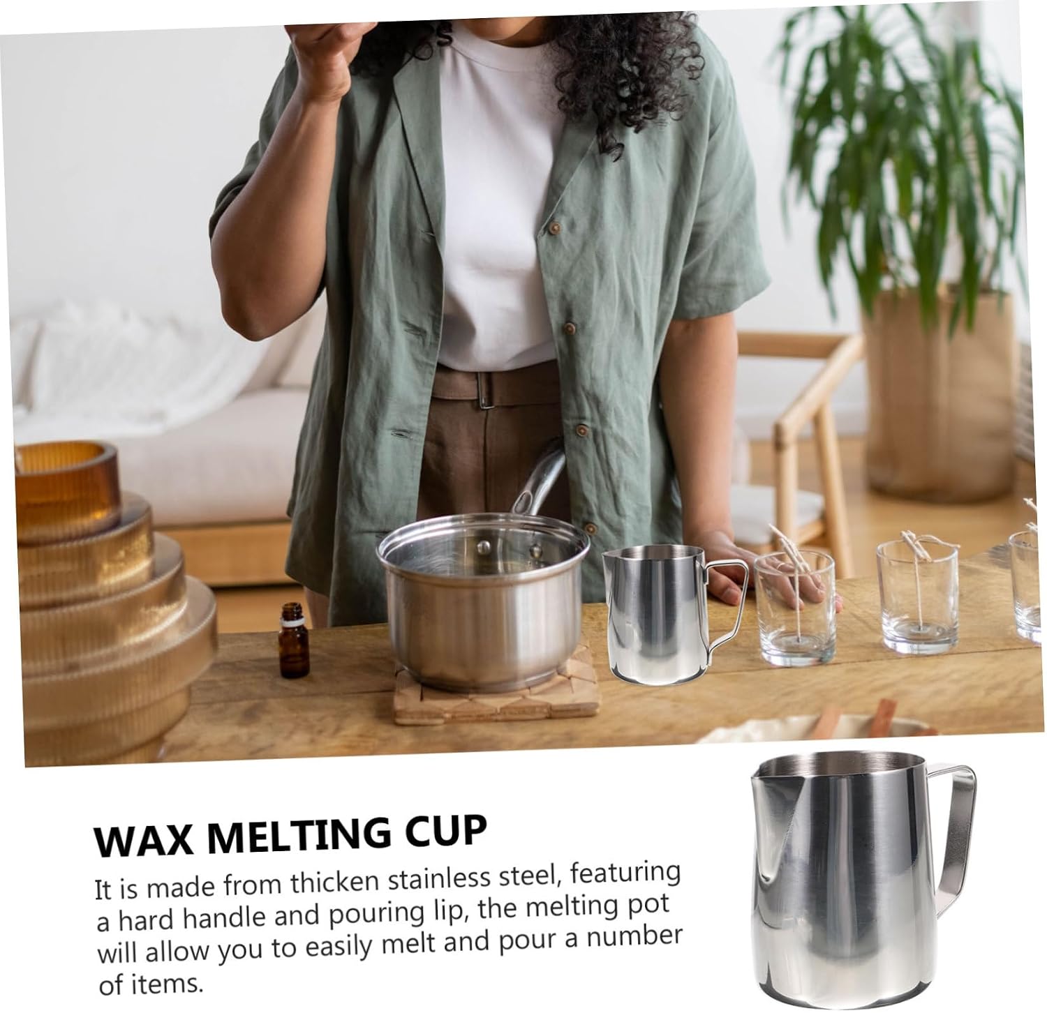 Uonlytech DIY Lipstick Wax Melting Cup with Handle High Temperature Resistant Melt Pot for Home and Professional Use Multipurpose Wax Container Warmer for Chocolate Butter and Sauces