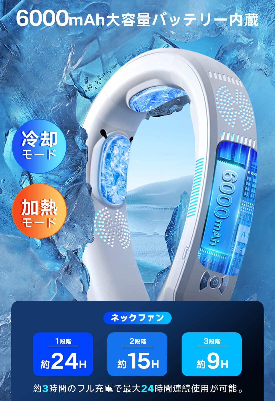 Amazon | ネッククーラー 首掛け扇風機【上下出風・瞬間冷却】RUSEPIN
