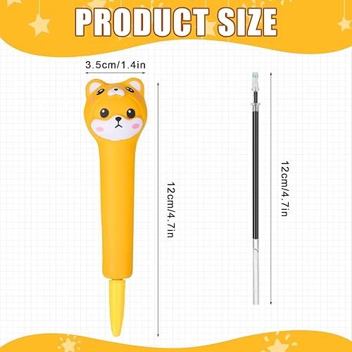 Miniatura 4 de PerKoop 40 bolígrafos blandos Kawaii con recambios para apretar, suministros escolares, suministros de tienda de animales de dibujos animados, tinta