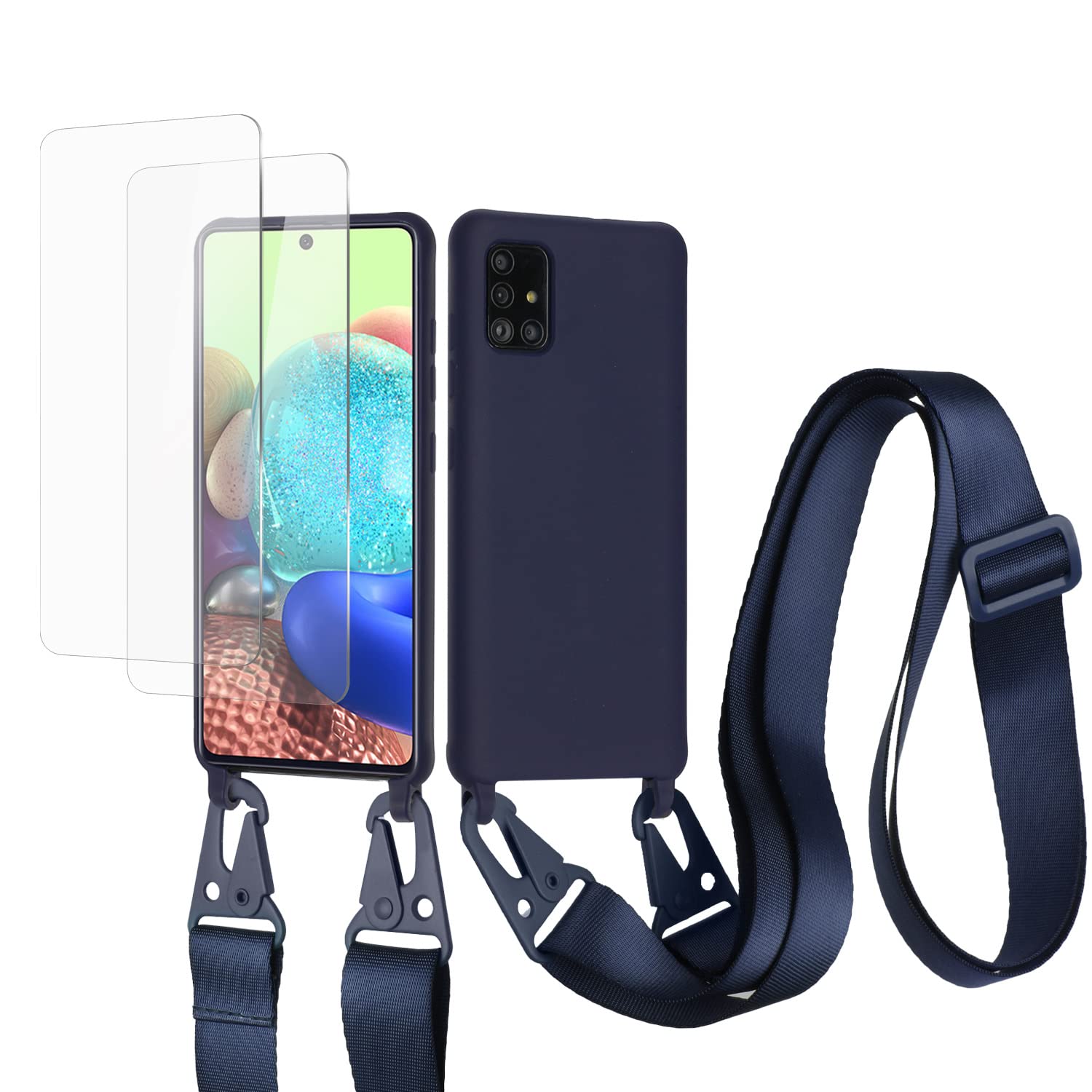 vrupin Funda Compatible con iPhone 13.con (2 x Protector Pantalla)con Cuerda Case con Ajustable Cordón.Silicona Líquida Funda-Loto Color — view 65