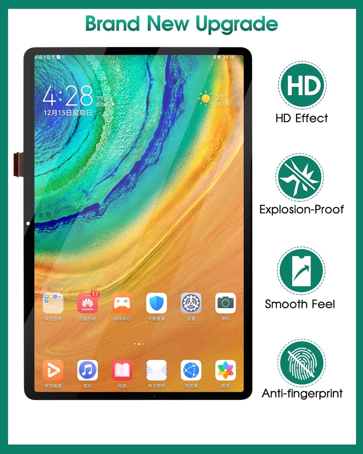 for Samsung Galaxy Tab S7 FE Screen Replacement for Tab S7 FE Screen Replacement for Galaxy Tab S7 FE LCD Digitizer SM-T730, SM-T733, SM-T736B Display Touch Screen Assembly Parts