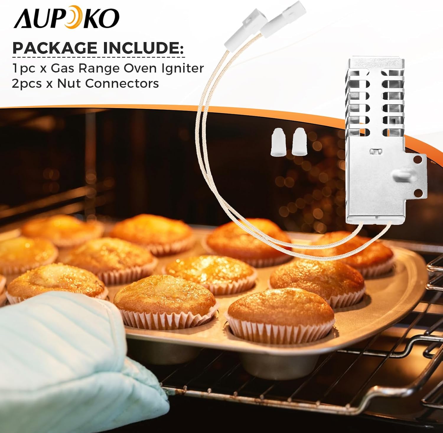 Aupoko DG94-01012A Gas Range Oven Igniter, Compatible with Samsung NX58H95 NX58H99 NX58J NX58K NX58M Oven Range Stove, Oven Bake Igniter Replacement for AP5967723 DS039KX 4011538 Oven Igniter