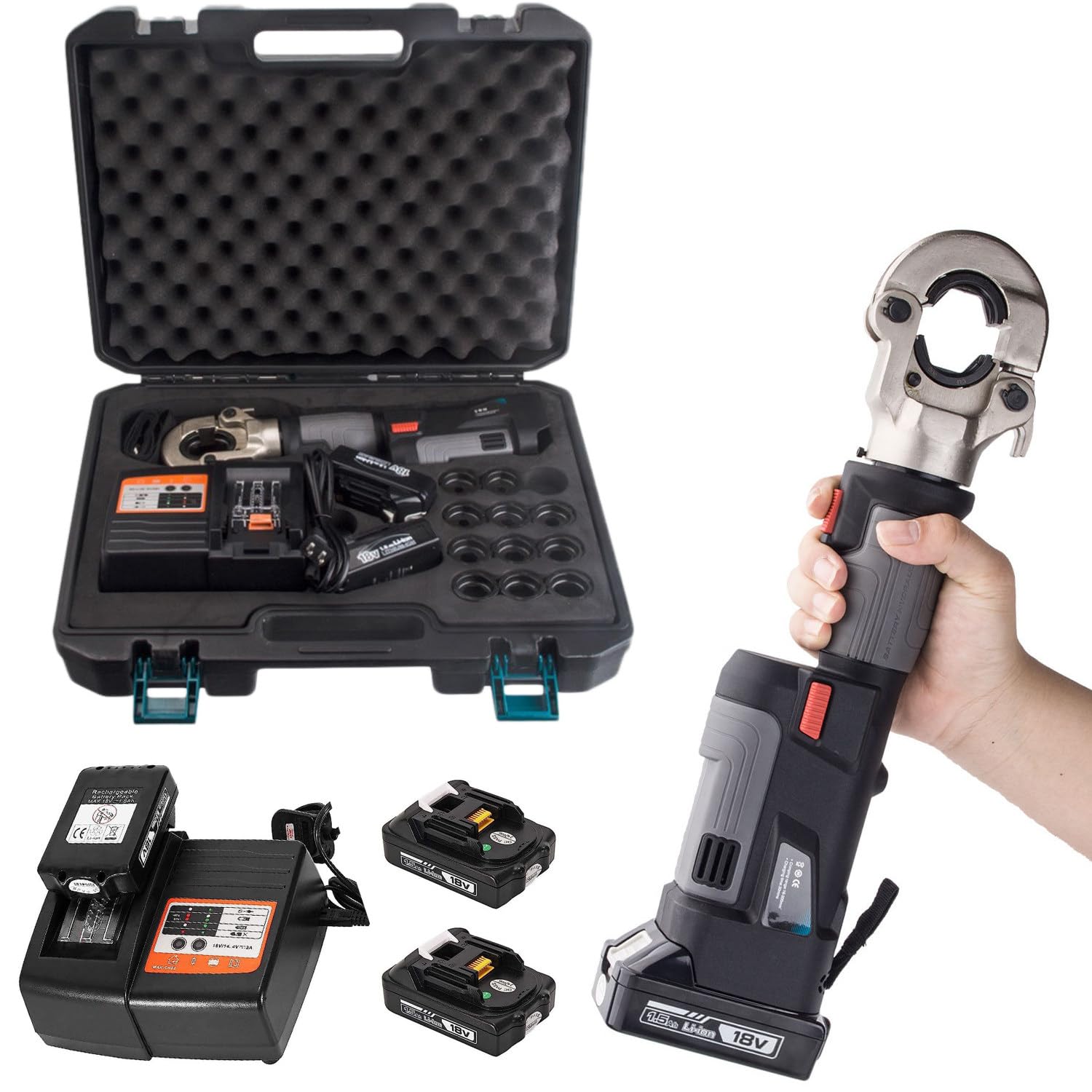 Akumulatorowe narzędzie do zaciskania hydraulicznego elektryczna hydrauliczna zaciskarka do końcówek kablowych Zasilany akumulatorowo Zestaw narzędzi do przewodów terminalowych,PZ240-220V