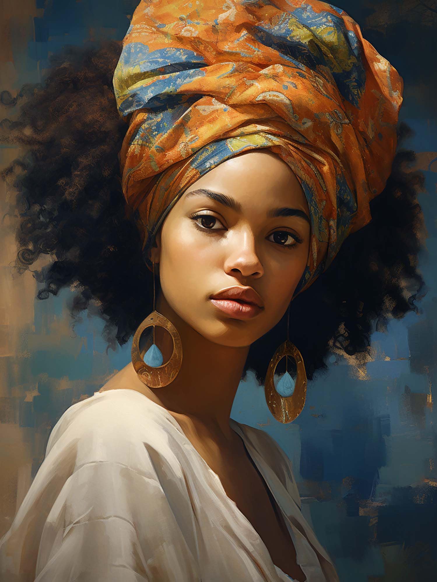 SKRYUIE 5D African Woman Diamond Painting Kits - DIY Diamond Art Kits for Adults African American, Full Round Drill - Crystal Cross Stitch - Adults Craft for Wall &amp; Office Decor - 12x16 inch