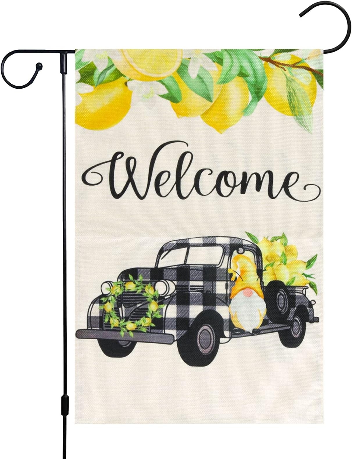 Welcome Summer Garden Flag 12x18 Inch Vertical Double Sided Outside,Seasonal Garden Flags Yard Farmhouse Outdoor Decoration,Small Burlap Spring Summer Floral Flag (Size-12"x18")