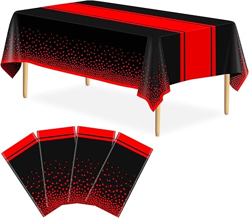 Miniatura 38 de Paquete de 2 Manteles Blancos y Dorados Decoraciones para Fiestas Mantel de Plástico Blanco Impreso Camino de Mesa Dorado 54 x 108 Pulgadas Cubierta