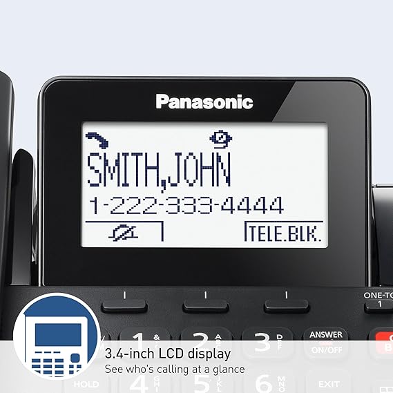 Panasonic Corded Phone/Cordless Phone with Answering Machine, Advanced Call Block and 2-Way Recording, 2 Handsets Expandable up to 6 Cordless Handsets, Landline Telephone - KX-TGF852B (Black)