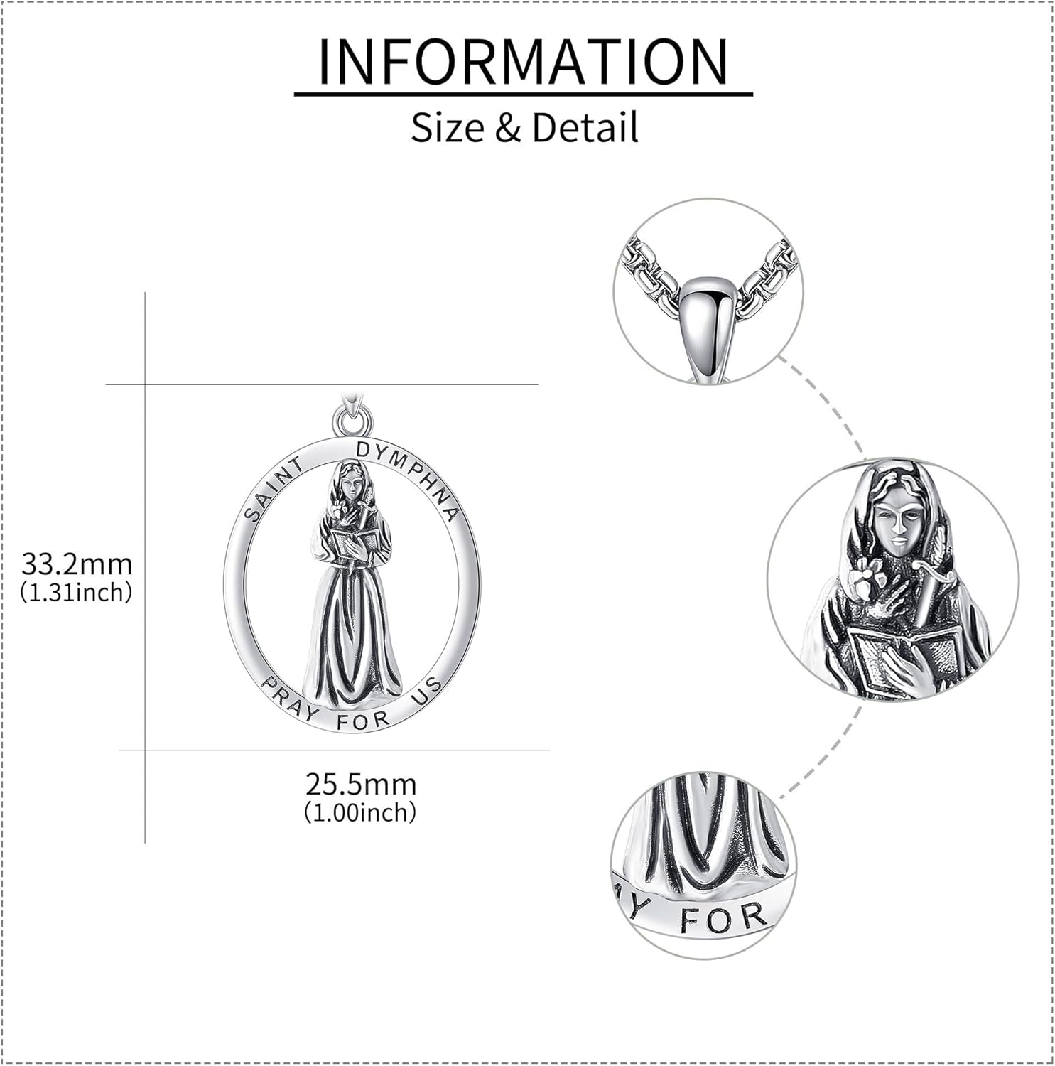 YAFEINI Sterling Silver Santa Muerte/St Peregrine/Hecate/Goddess/Virgin Mary/St Christopher/St Michael/St Jude Necklace Religious Mother's Day Jewelry for Women Mom Men Unisex - Image 6